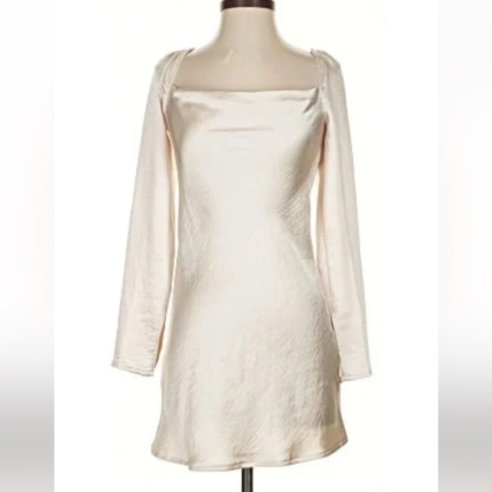 Princess Polly Cream Long Sleeve Dress